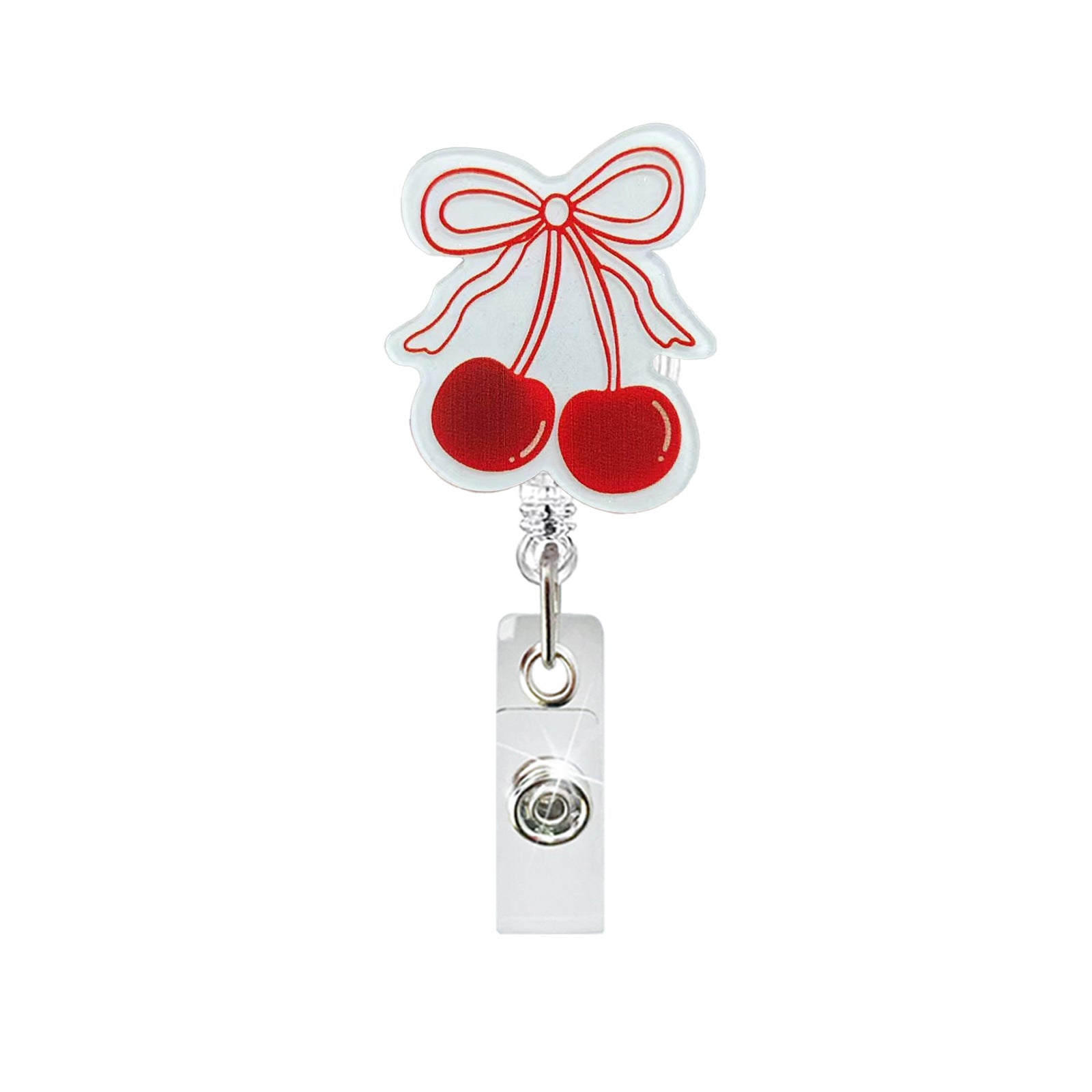 Wholesale Acrylic Pink Bow Retractable Rotating Badge Scroll badge reels